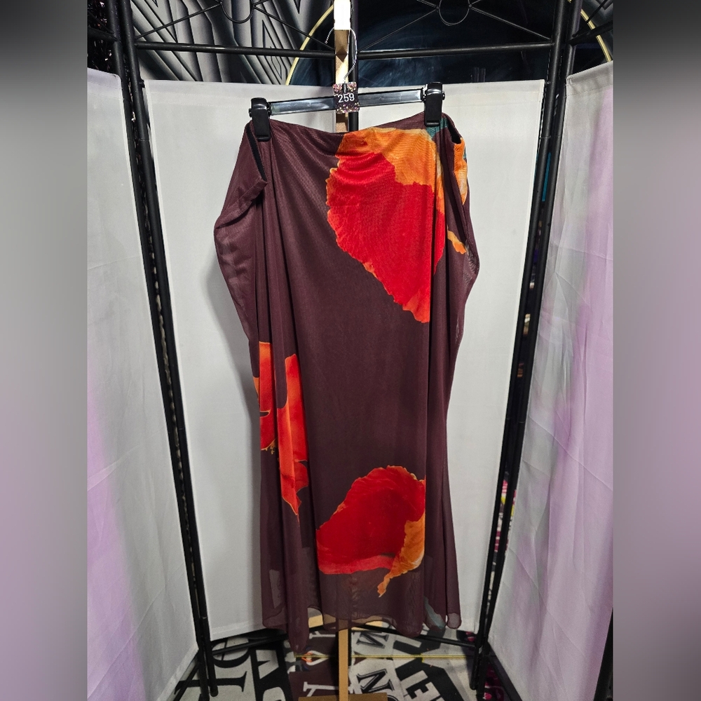 🍎 Floral Print Brown Plus Size 4x / 24 - Picture 3 of 6